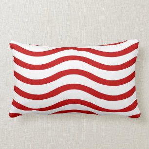Coussin Rectangle Lignes onduleuses rouges et blanches cadeaux