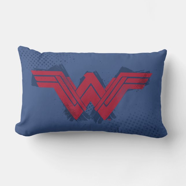 Coussin Rectangle Ligue de Justice | Symbole de femme Wonder brossé (Recto)