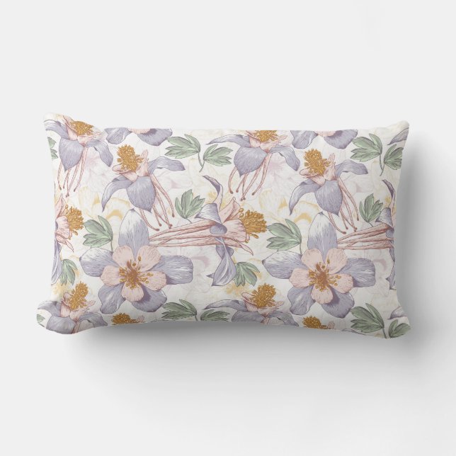 Coussin Rectangle Lilac et rose à motifs floraux (Recto)