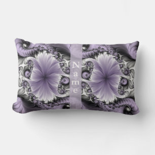 Coussin Rectangle Lilac Illusion Abstrait Floral Fractal Art Nom