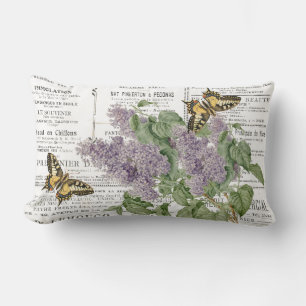 Coussin Rectangle Lilac Swallowtail Butterfly French Newspaper Annon