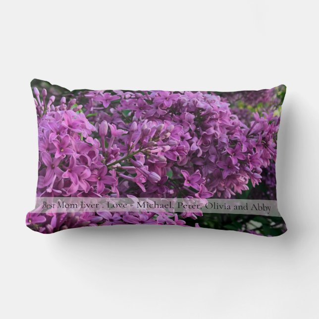 Coussin Rectangle lilas rose violet romantique rose floral photo Mam (Recto)