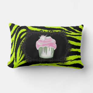 Coussin Rectangle Lime vert zèbre imprimé Sweet sixteen Cupcake rose