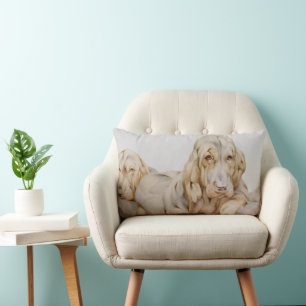 Coussin Rectangle Limier Mignon Vintage, Chiens de Puppy par EJ Detm