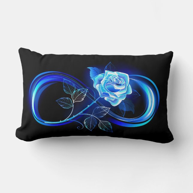 Coussin Rectangle L'infini lumineux avec une rose bleue (Recto)