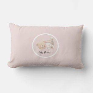 Coussin Rectangle Linge de bavoir Bébé Personnalisé – Ourson & Lapin
