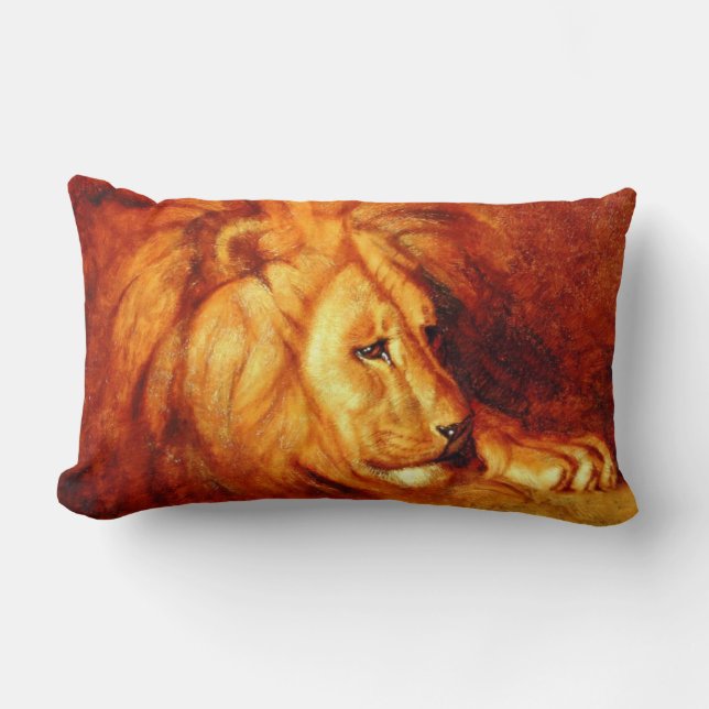 Coussin Rectangle Lion au repos (par Abbott Handerson Thayer) (Recto)