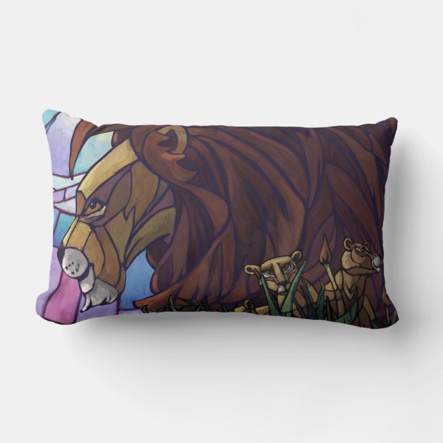 Coussin Rectangle Lion et petits (Recto)