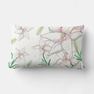 Coussin Rectangle Lis Blancs
