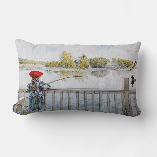 Coussin Rectangle Lisbeth Fishing par Carl Larsson (Recto)