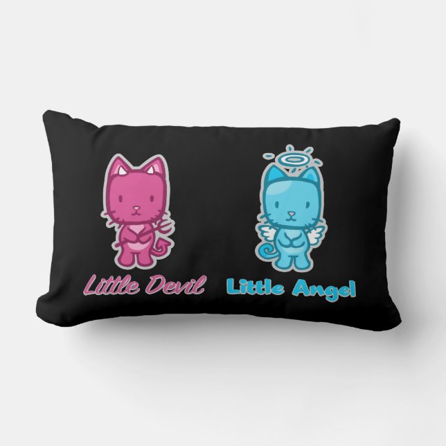 Coussin Rectangle Little Angel, Little Devil Cartoon Kitty Cat (Recto)