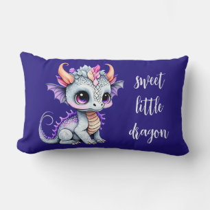 Coussin Rectangle Little Dragon natation stat violet vert aquarelle