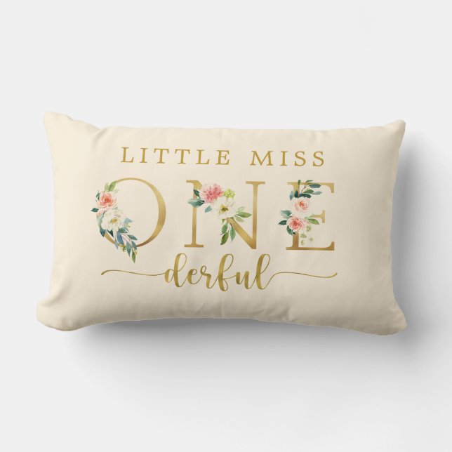Coussin Rectangle Little Miss Onederful 1er anniversaire Décoration  (Recto)