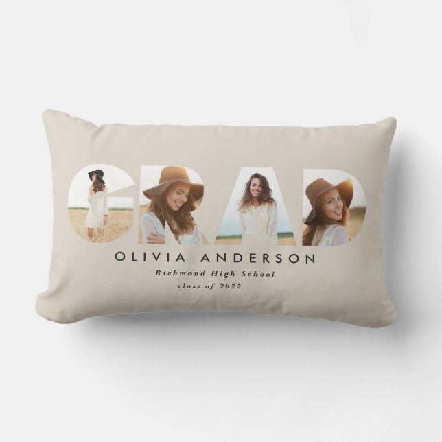 Coussin Rectangle Lobby de graduation géométrique moderne noir multi (Recto)