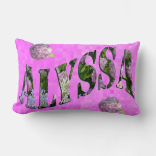 Coussin Rectangle Logo Alyssa De Nom Fabriqué Avec Des Hydrangeas,