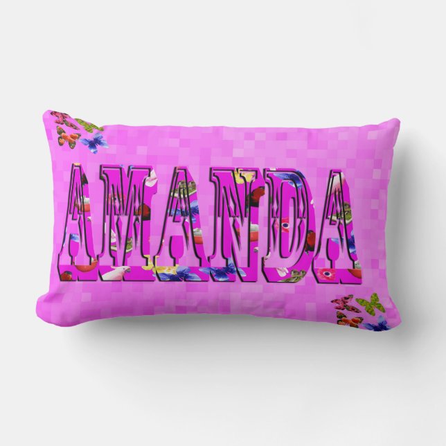 Coussin Rectangle Logo de nom Amanda, (Recto)