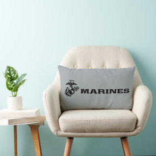 Coussin Rectangle Logo en noir empilé USMC