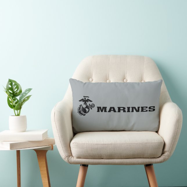 Coussin Rectangle Logo en noir empilé USMC (Chaise)