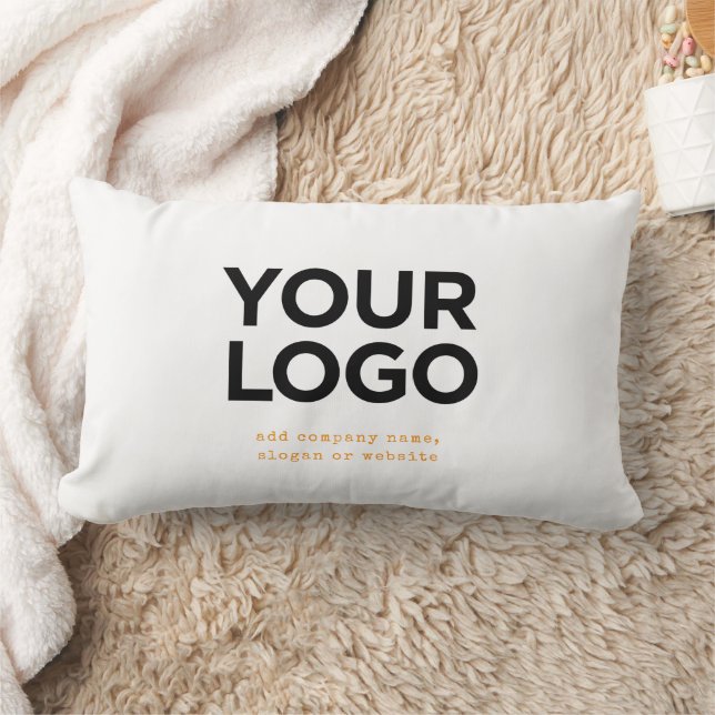 Coussin Rectangle Logo et texte personnalisés d'entreprise (Couverture)