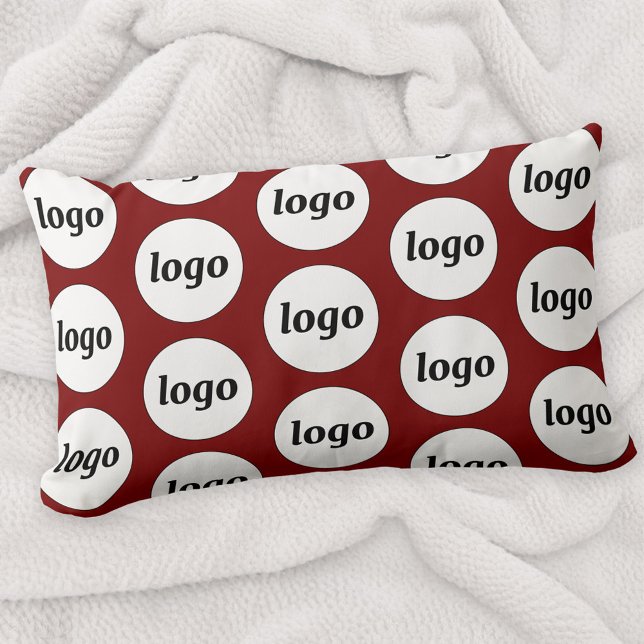 Coussin Rectangle Logo Motif Business Promotion Bourgogne Rouge (Simple logo pattern business promotional dark burgundy red lumbar pillow)
