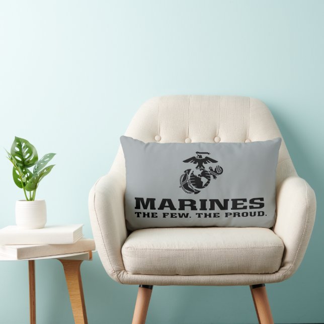 Coussin Rectangle Logo noir empilé USMC "The Rew, The Fiers" (Chaise)