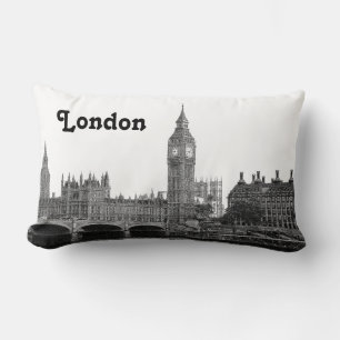 Coussin Rectangle Londres Angleterre Royaume-Uni Skyline Etché