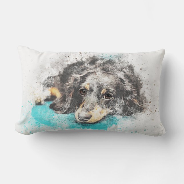 Coussin Rectangle Long Haired Dachshund (Recto)