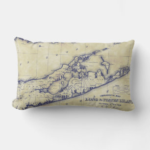 Coussin Rectangle Long Island The Hamptons Map VC Tea Sardé
