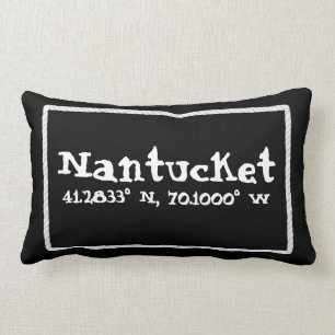 Coussin Rectangle Longitude et latitude de Nantucket le