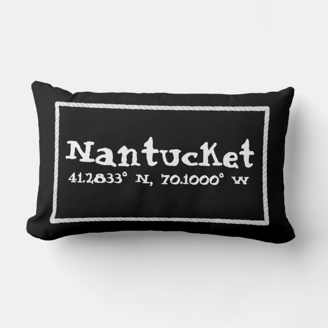 Coussin Rectangle Longitude et latitude de Nantucket le (Recto)