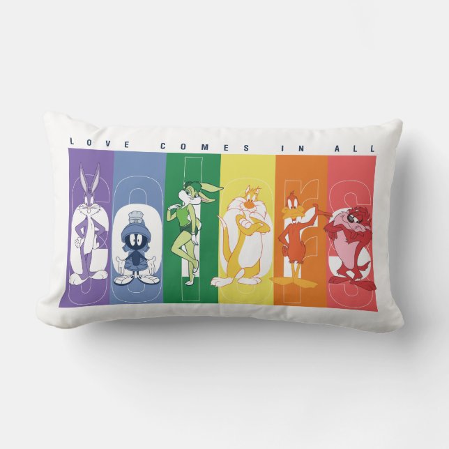 Coussin Rectangle LOONEY TUNES™ - L'amour vient de toutes les couleu (Recto)