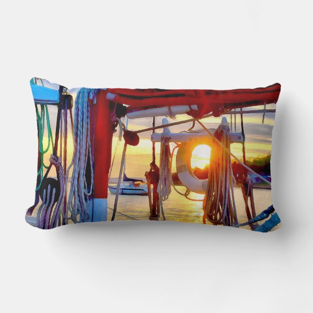 Coussin Rectangle Lopez Island Voile et Coucher de soleil Jeu d'orei (Recto)