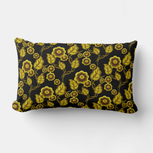 Coussin Rectangle L'or fleurit, feuille d'or, art populaire