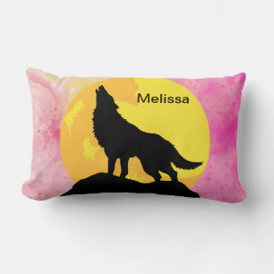 Coussin Rectangle Loup de nom personnalisé