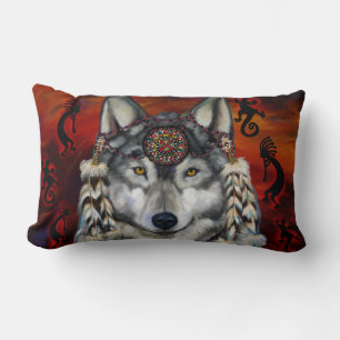 Coussin Rectangle Loup Gris