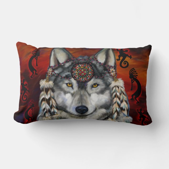Coussin Rectangle Loup Gris (Recto)