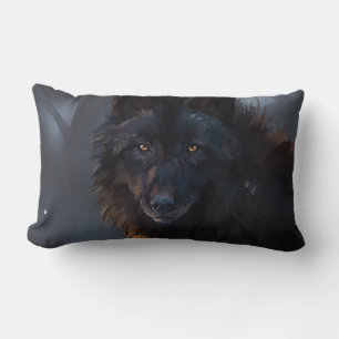 Coussin Rectangle Loup noir