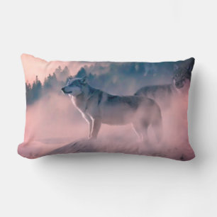 Coussin Rectangle loups au lever du soleil