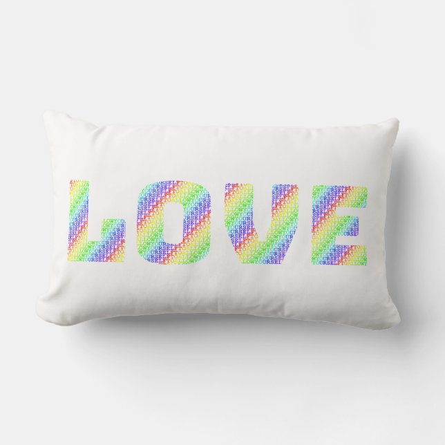 Coussin Rectangle LOVE & HEAL: Dual-Sided Rainbow Affirmation Throw  (Recto)
