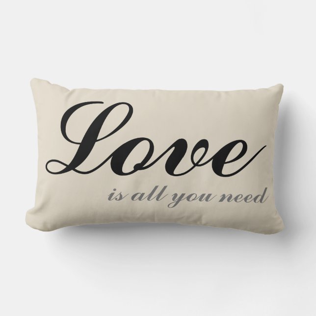 Coussin Rectangle Love is all you need Cushion Beige (Recto)