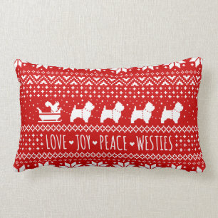Coussin Rectangle Love Joy Peace Westies Festive Noël