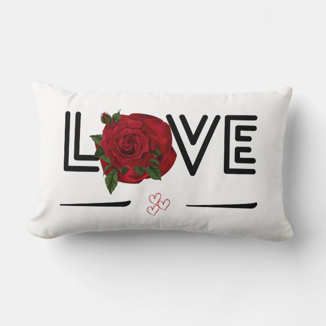 Coussin Rectangle Love Red Rose Valentines Jour Cadeau (Recto)