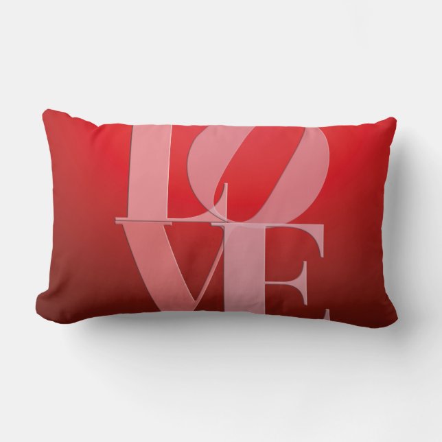 Coussin Rectangle Love Romance Rouge rose (Recto)