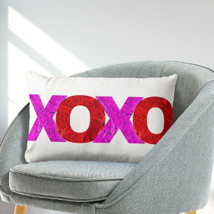 Coussin Rectangle Love XOXO Type Bold Red Rose Foil Valentines Day