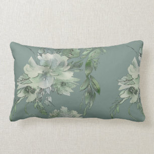 Coussin Rectangle Lumbar contemporain Mossy Green Floral Mystique