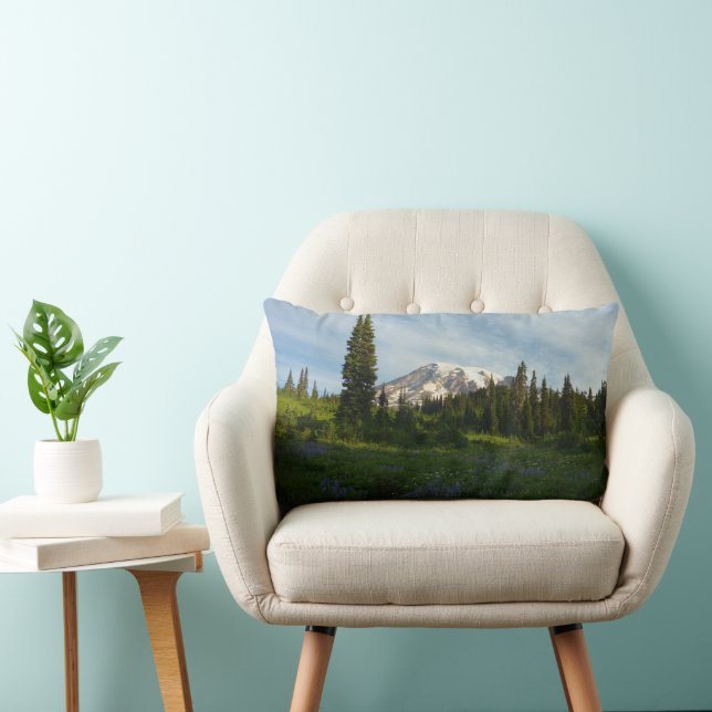 Coussin Rectangle Lumière du matin sur le mont Rainier (Chaise)