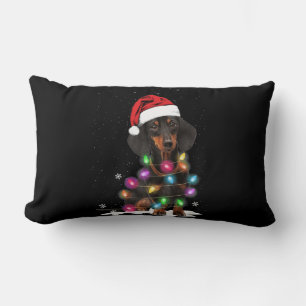Coussin Rectangle Lumières De Noël Dachshund Avec Neige