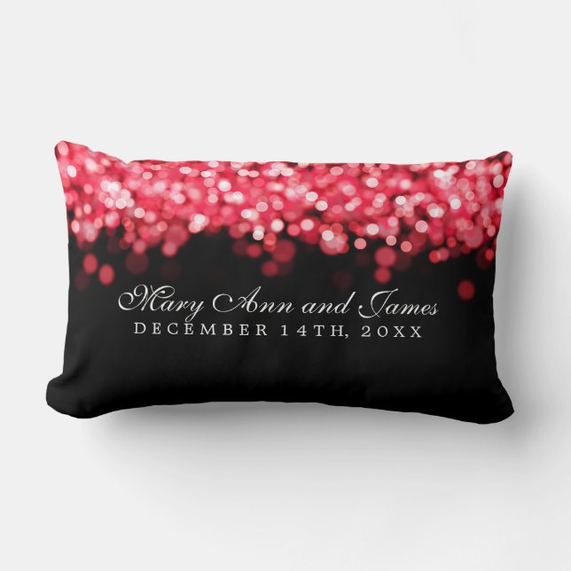 Coussin Rectangle Lumières rouges de faveur élégante de mariage (Recto)