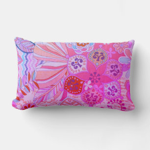 Coussin Rectangle Luminaire d'impression florale rose multicolore