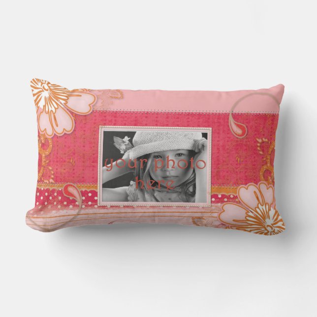 Coussin Rectangle Luminaire rose rouge floral (Recto)